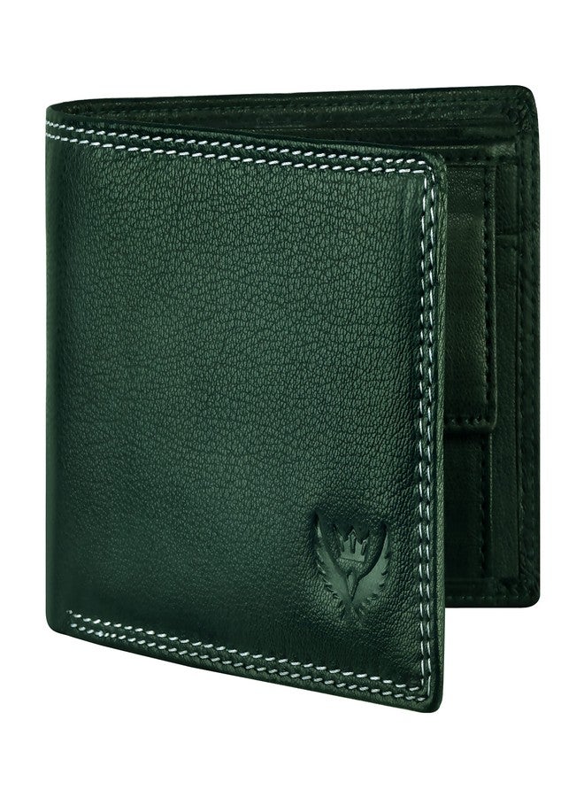 LORENZ® Bi-Fold Premium Green RFID Blocking Grain Leather Wallet for Men | Soft Nappa Men's Leather Wallet | GL-57 - Image 1